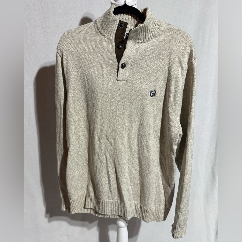Chaps Men’s Cream Mock Neck Long Sleeve Sweater Size Large